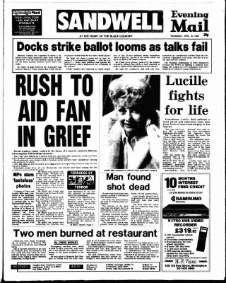 cover page of Sandwell Evening Mail published on April 19, 1989
