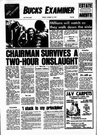 cover page of Buckinghamshire Examiner published on August 13, 1976