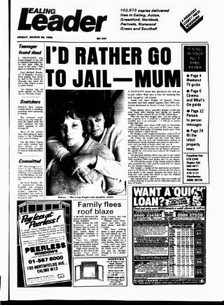 cover page of Ealing Leader published on March 28, 1986