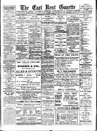 cover page of East Kent Gazette published on December 5, 1914