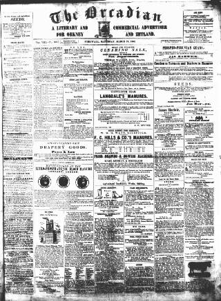 cover page of Orcadian published on March 29, 1862