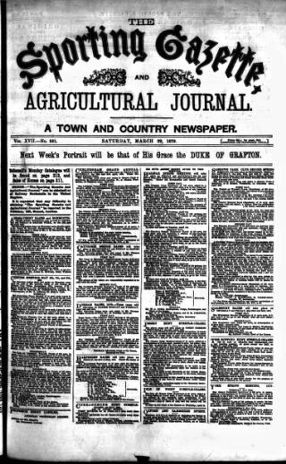 cover page of Sporting Gazette published on March 29, 1879