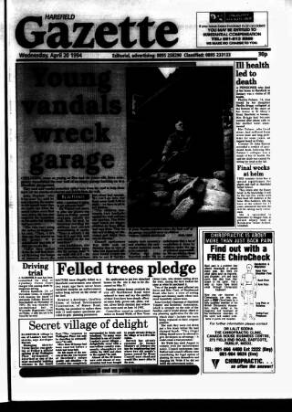 cover page of Harefield Gazette published on April 20, 1994