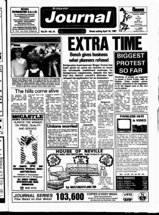 cover page of Bridgwater Journal published on April 18, 1987