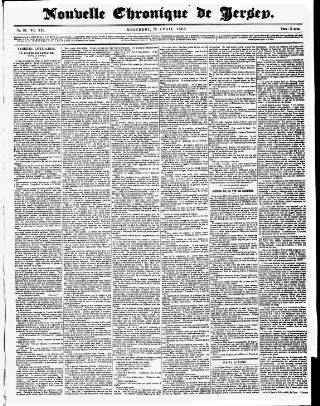 cover page of Nouvelle Chronique de Jersey published on April 25, 1866