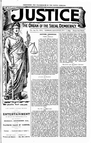 cover page of Justice published on December 2, 1899