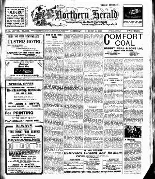 cover page of North Down Herald and County Down Independent published on August 13, 1927