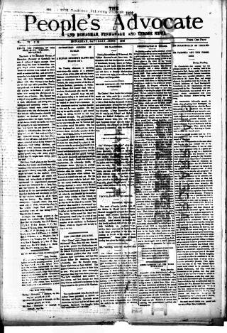 cover page of People's Advocate and Monaghan, Fermanagh, and Tyrone News published on June 1, 1889