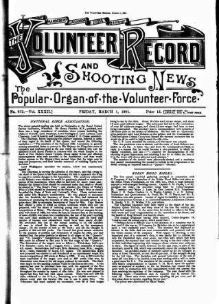 cover page of Volunteer Record & Shooting News published on March 1, 1901