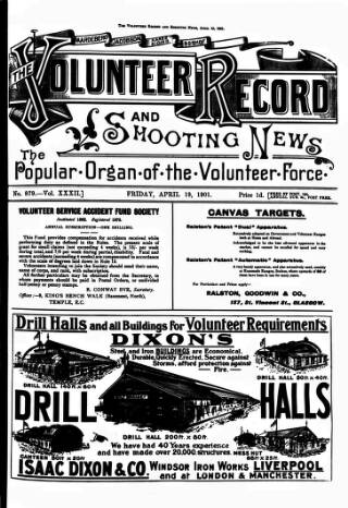 cover page of Volunteer Record & Shooting News published on April 19, 1901