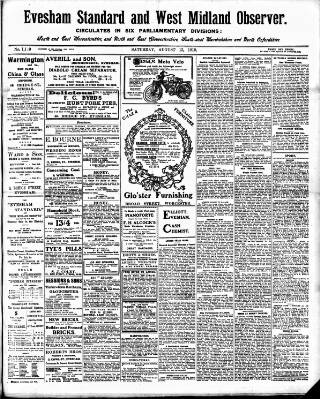 cover page of Evesham Standard & West Midland Observer published on August 13, 1910