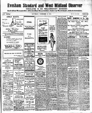 cover page of Evesham Standard & West Midland Observer published on December 3, 1921