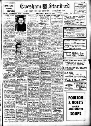 cover page of Evesham Standard & West Midland Observer published on March 28, 1942
