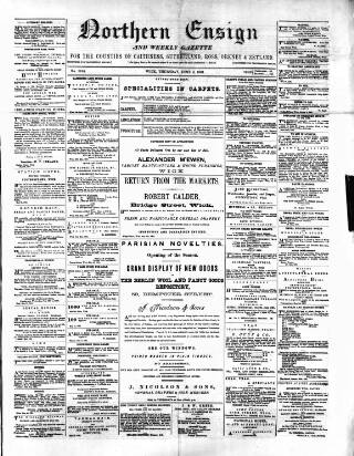cover page of Northern Ensign and Weekly Gazette published on June 2, 1881