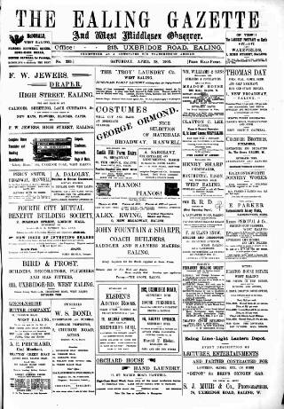 cover page of Ealing Gazette and West Middlesex Observer published on April 18, 1903