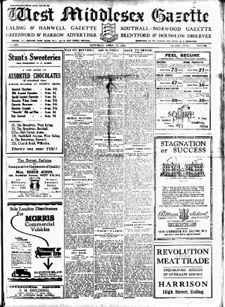 cover page of West Middlesex Gazette published on April 17, 1926