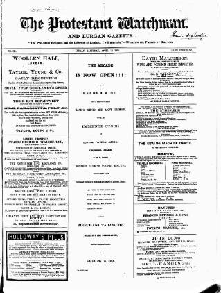 cover page of Protestant Watchman and Lurgan Gazette published on April 18, 1868