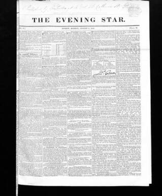 cover page of Evening Star (London) published on August 8, 1842