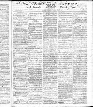 cover page of London Packet and New Lloyd's Evening Post published on April 19, 1822