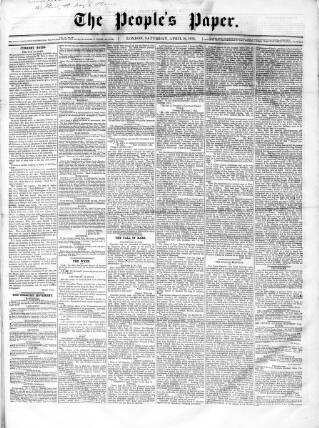 cover page of People's Paper published on April 26, 1856