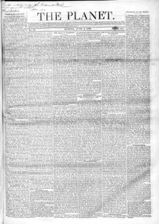 cover page of Planet published on June 2, 1839