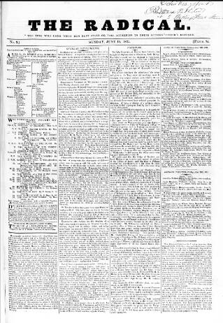 cover page of Radical 1831 published on June 19, 1831