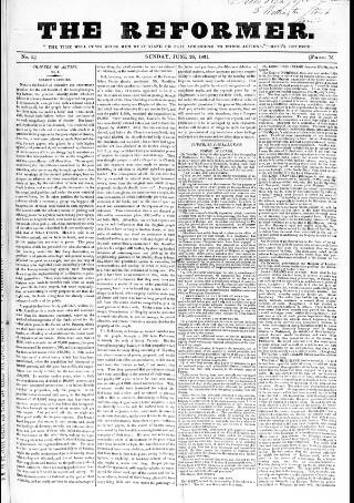 cover page of Reformer published on June 26, 1831