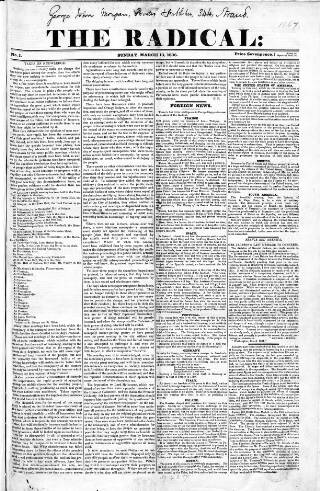 cover page of Radical 1836 published on March 13, 1836