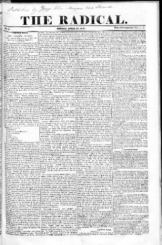 cover page of Radical 1836 published on April 10, 1836
