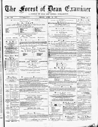 cover page of Forest of Dean Examiner published on April 13, 1877