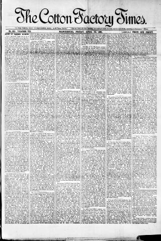 cover page of Cotton Factory Times published on April 24, 1891