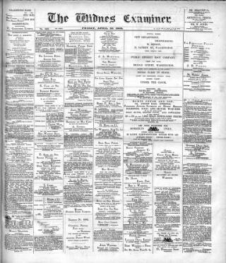cover page of Widnes Examiner published on April 25, 1902