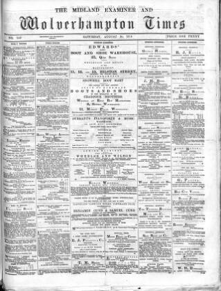 cover page of Midland Examiner and Wolverhampton Times published on August 10, 1878