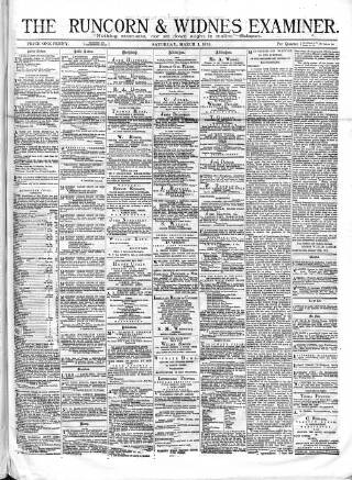 cover page of Runcorn Examiner published on March 1, 1873