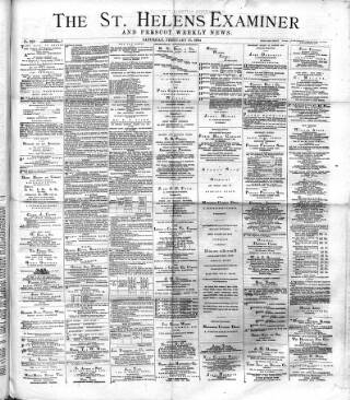 cover page of St. Helens Examiner published on February 23, 1884