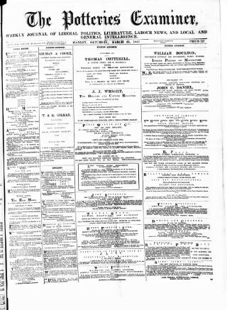 cover page of Potteries Examiner published on March 29, 1879