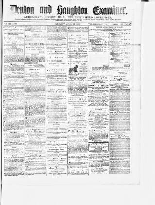 cover page of Denton and Haughton Examiner published on April 27, 1878