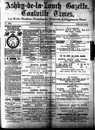 cover page of Ashby-de-la-Zouch Gazette published on April 16, 1887