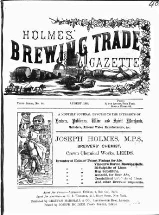 cover page of Holmes' Brewing Trade Gazette published on August 1, 1881