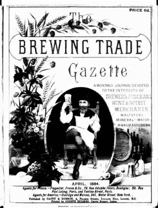cover page of Holmes' Brewing Trade Gazette published on April 1, 1884