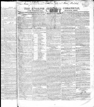 cover page of English Chronicle and Whitehall Evening Post published on April 18, 1820