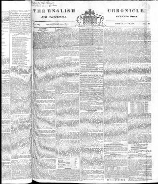 cover page of English Chronicle and Whitehall Evening Post published on April 20, 1824