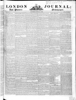 cover page of London Journal and Pioneer Newspaper published on June 7, 1845