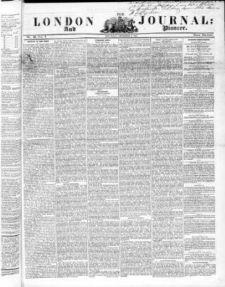 cover page of London Journal and Pioneer Newspaper published on December 6, 1845