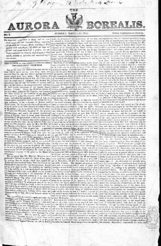 cover page of Aurora Borealis published on March 24, 1821