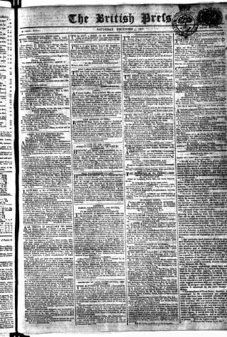 cover page of British Press published on December 5, 1807