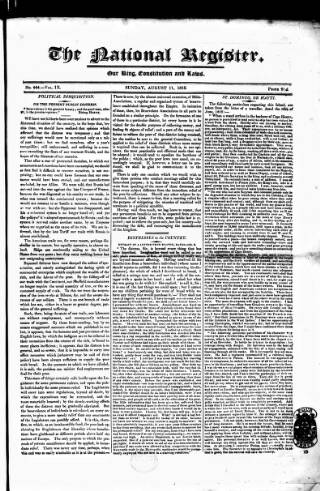 cover page of National Register (London) published on August 11, 1816