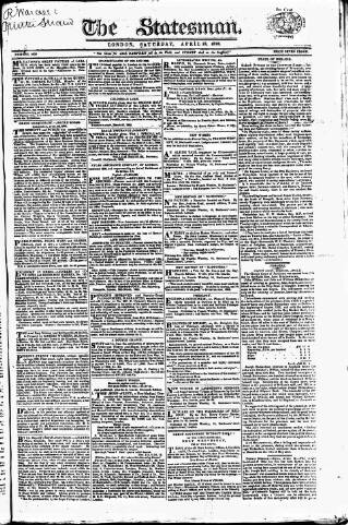 cover page of Statesman (London) published on April 19, 1823