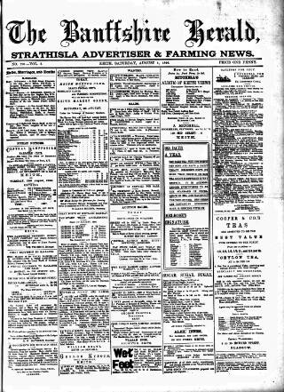 cover page of Banffshire Herald published on August 8, 1896