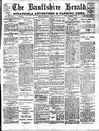 cover page of Banffshire Herald published on April 26, 1913